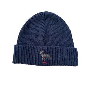 Polo Ralph Lauren Cuff Rib Knit Bulldog Beanie Hat Navy